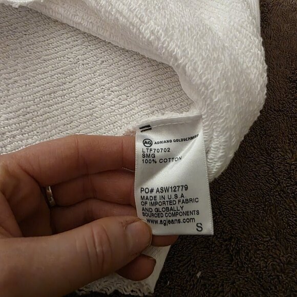 AG Adriano Goldschmied White Short Sleeve Sweatshirt Top Small Made in USA - Picture 4 of 11